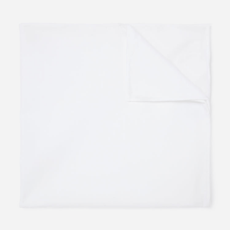 Solid White Cotton Pocket Square