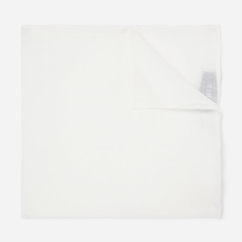 Solid White Linen Pocket Square