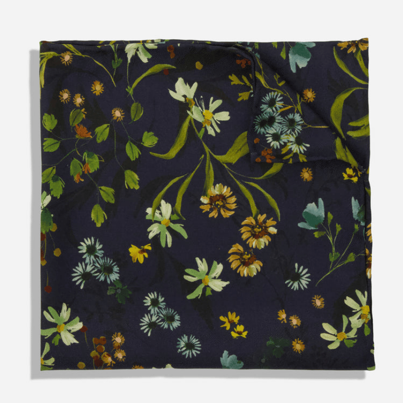 Kelly Ventura x Tie Bar Eden Floral Navy Pocket Square
