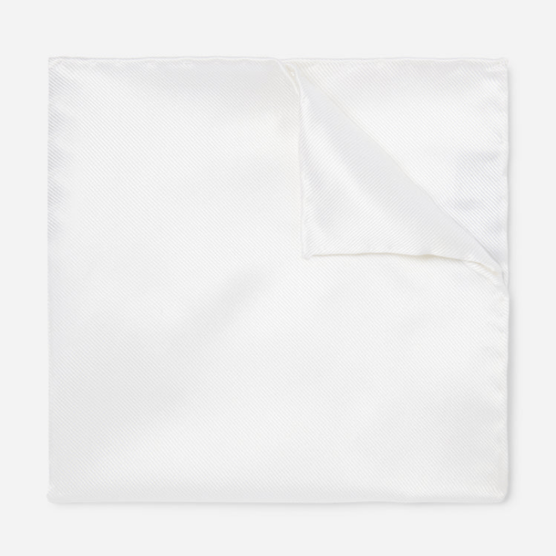 Solid Twill White Pocket Square