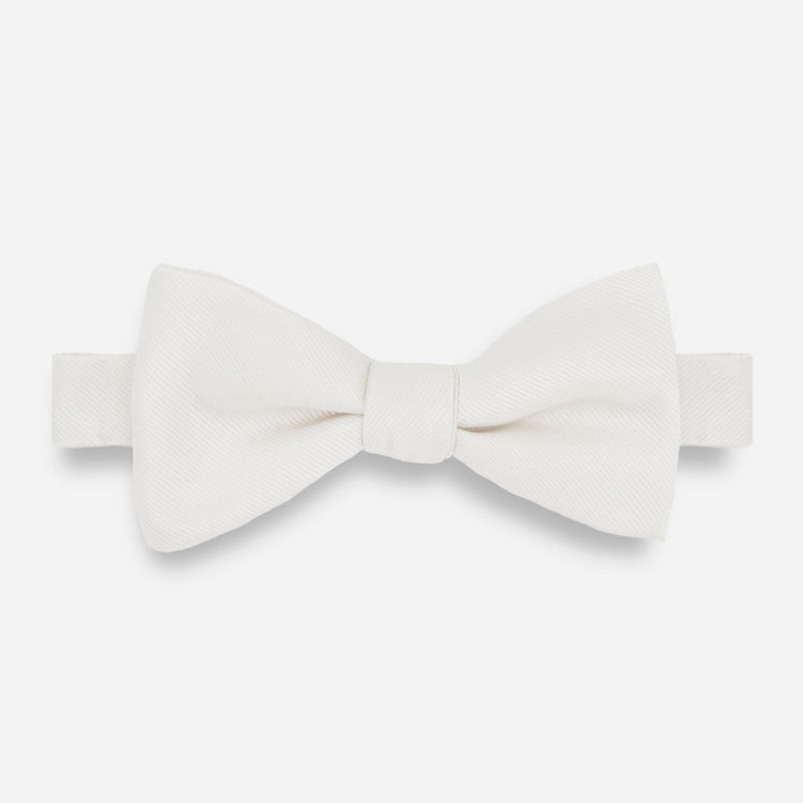 Grosgrain Solid White Bow Tie