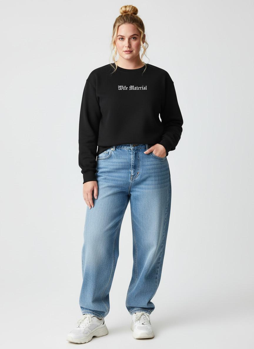Wife Material Sweatshirt in Black