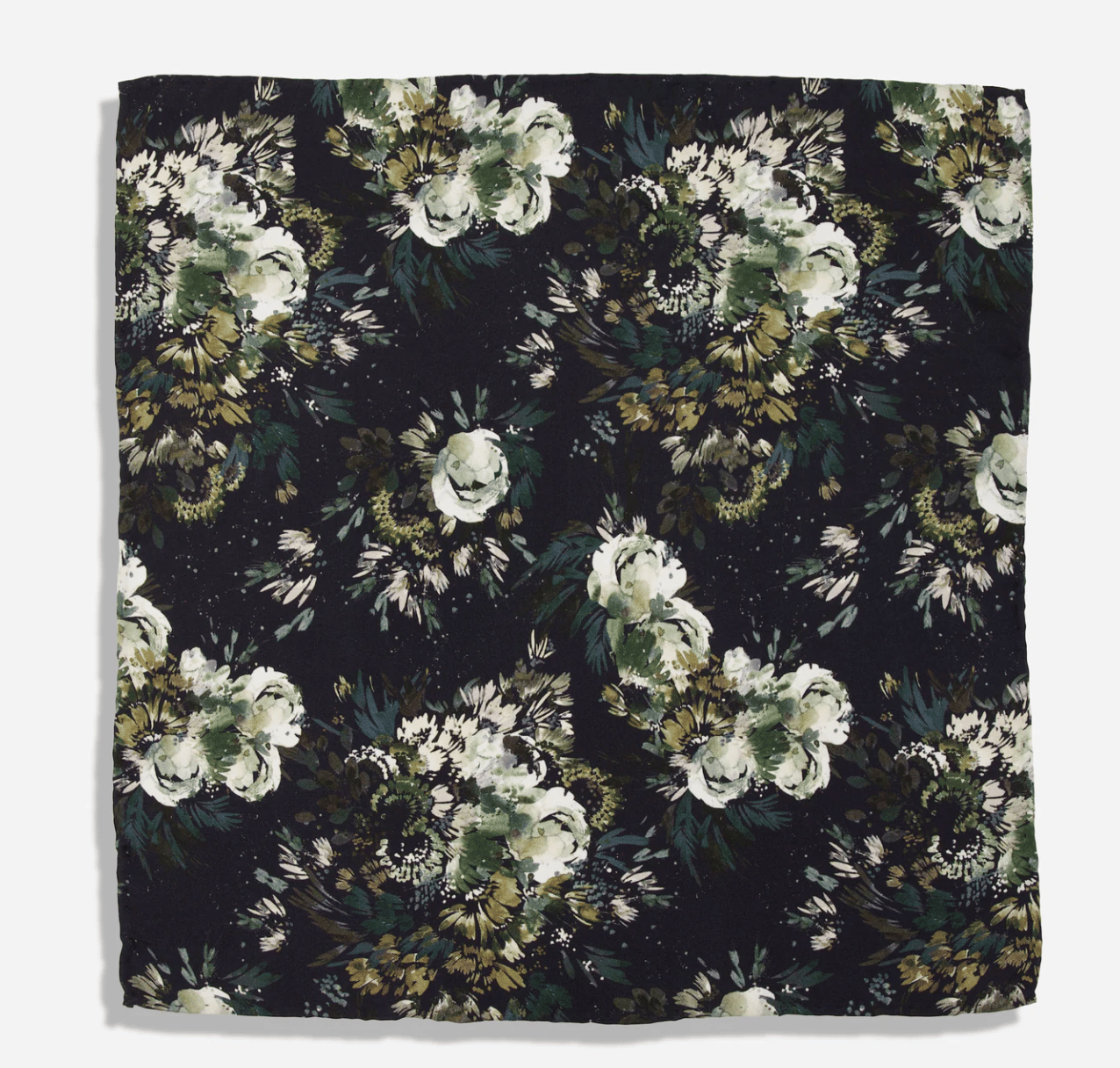 Kelly Ventura x Tie Bar Enchanted Meadow Floral Black Pocket Square