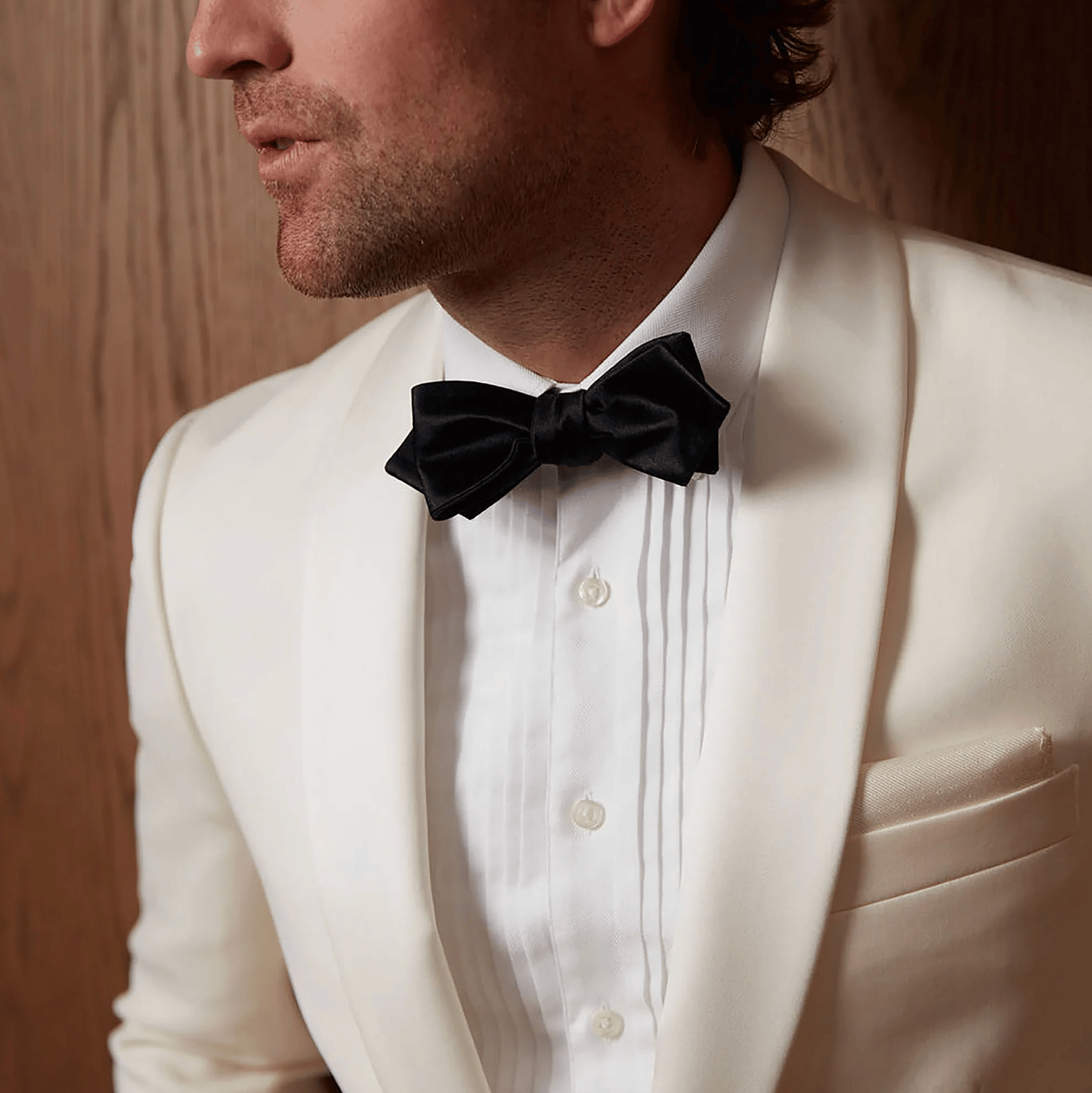 Herringbone Tuxedo White Pleated Bib Dress Shirt