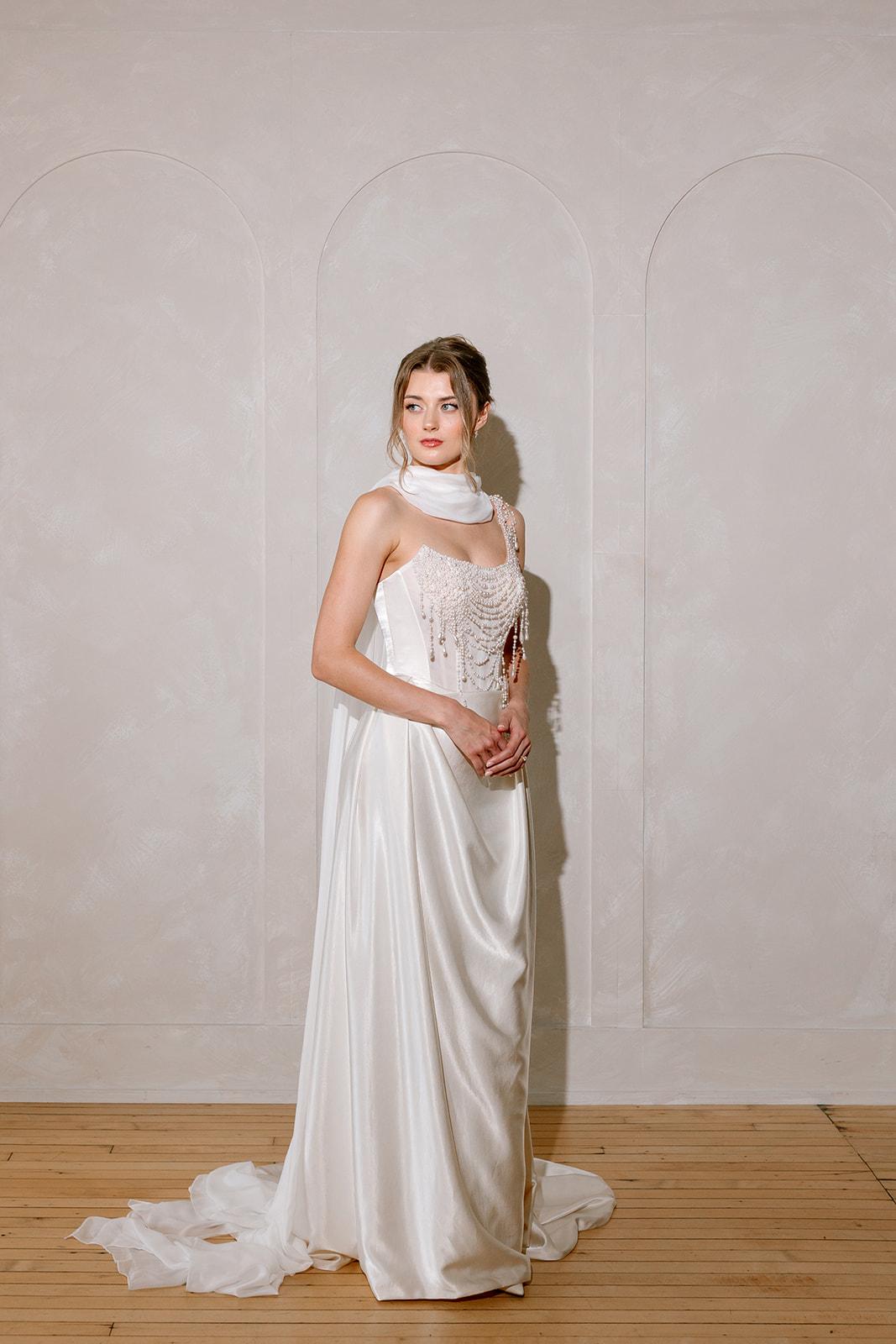 Long Silk Bridal Neck Scarf