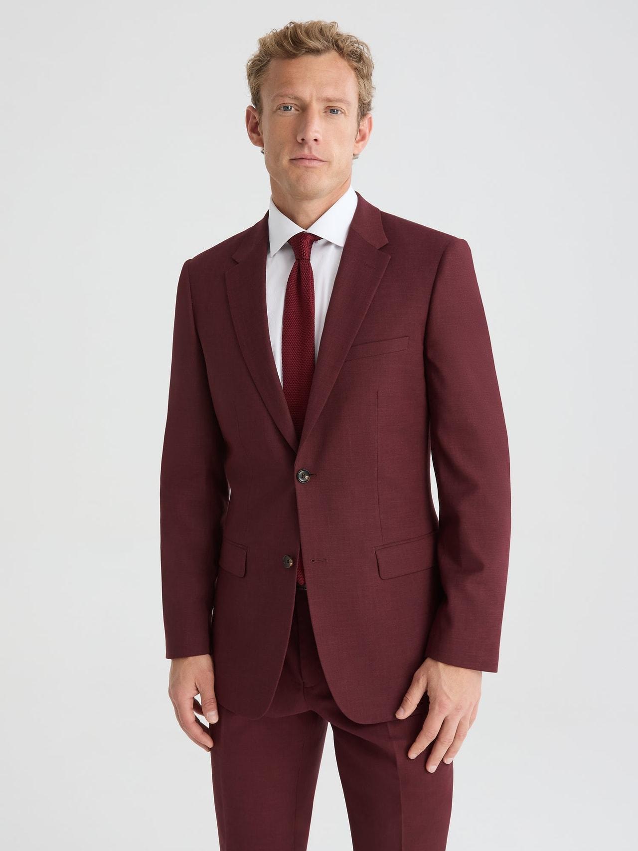 Linen-Look Cabernet Suit