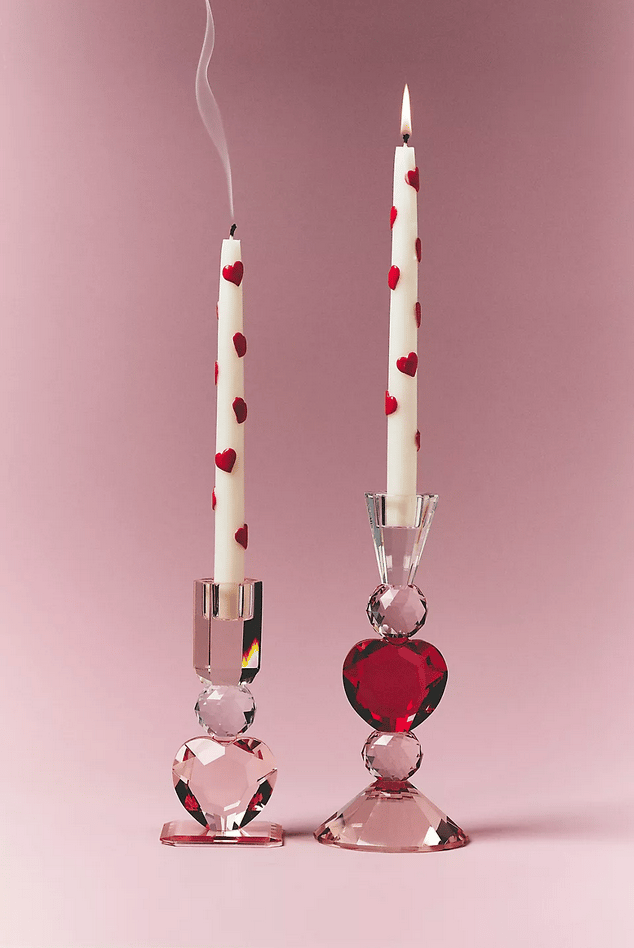 Heart Cut Glass Candle Holder