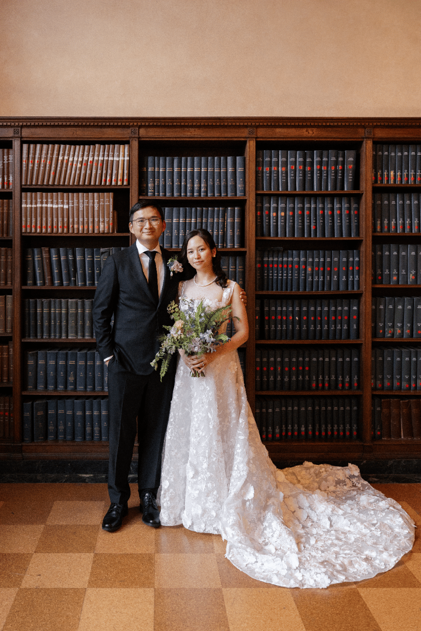 A Grand Library Wedding Wrapped in Autumn Light