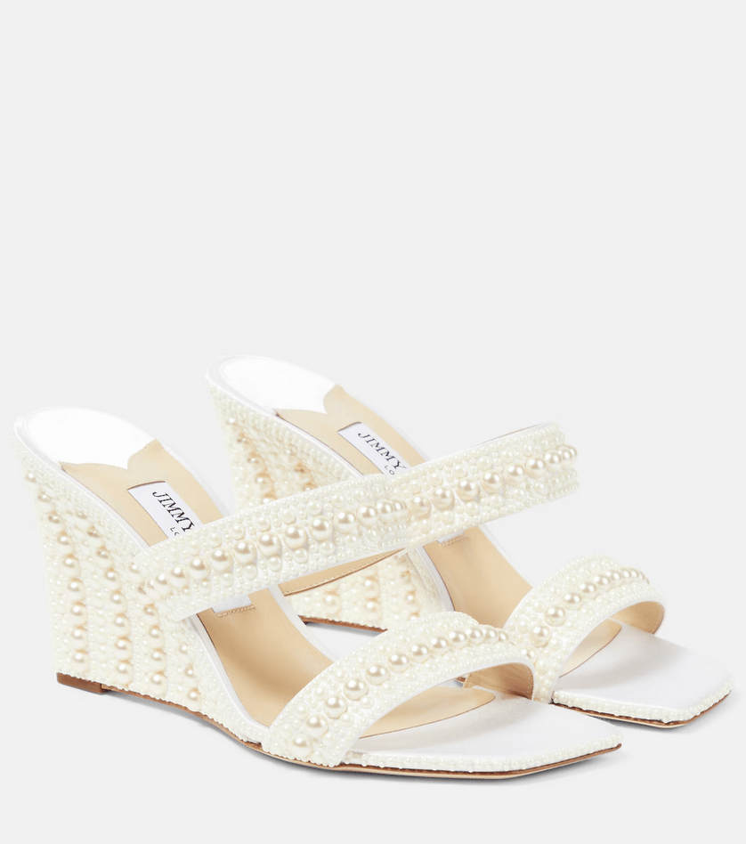 Bridal Sacoria 85 Embellished Wedge Mules