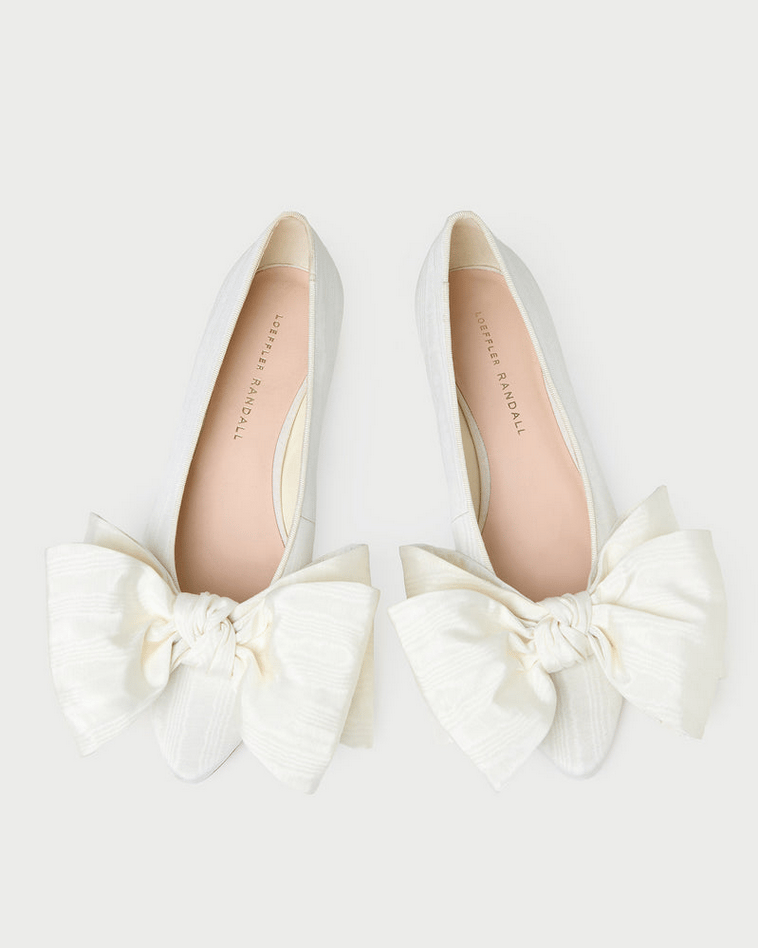 Noa Cream Moiré Bow Flat