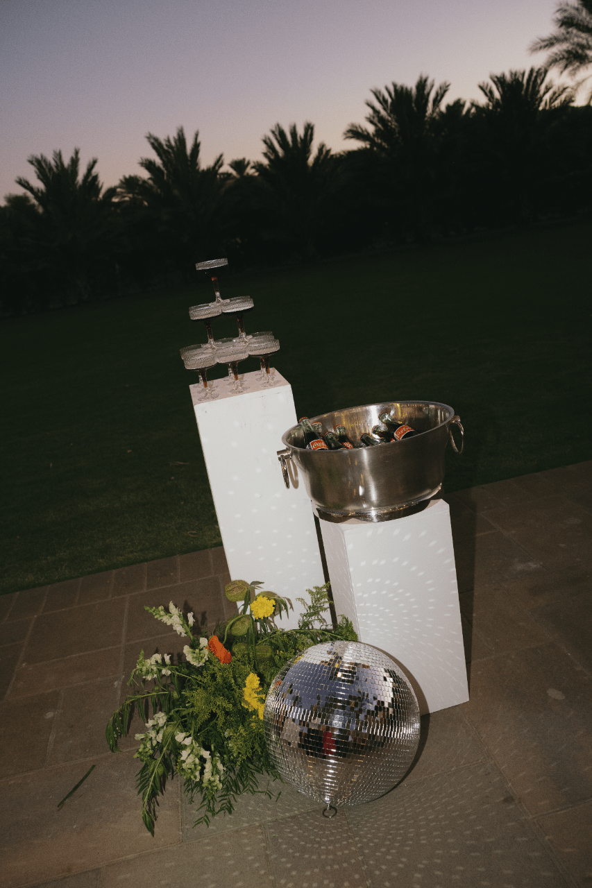 A modern take on the classic champagne tower.