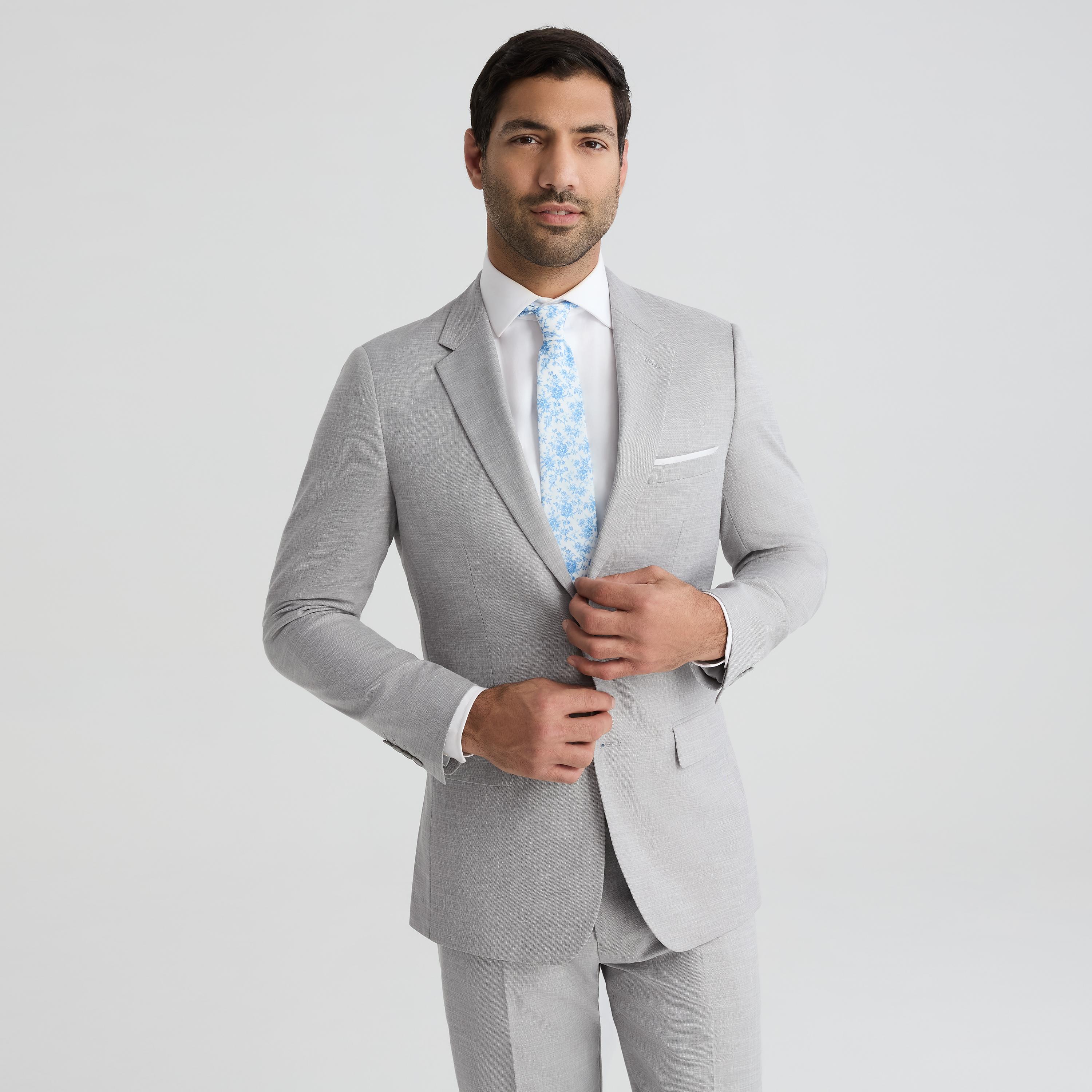 Men's Silver Linen-Look Suit