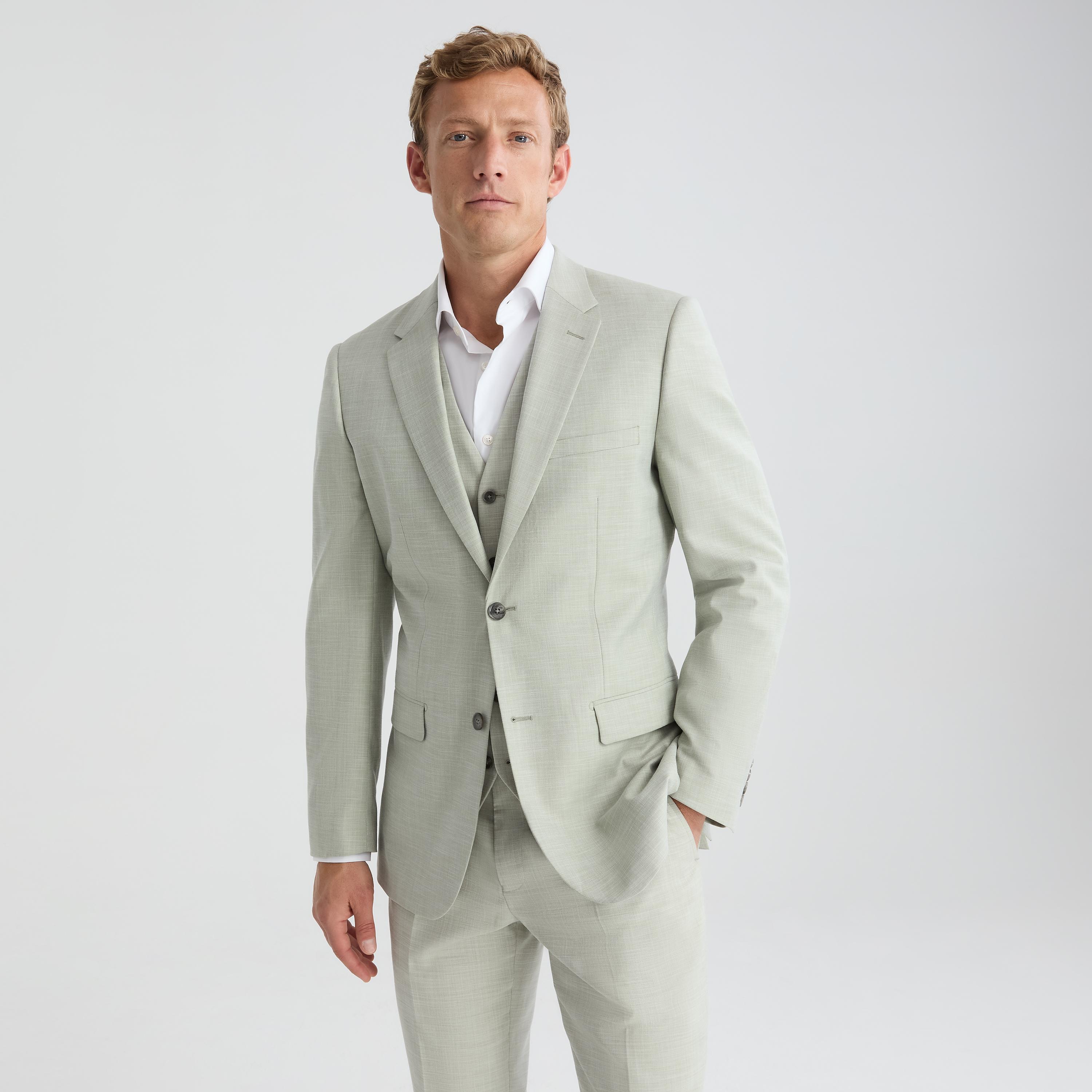 Men's Sage Linen-Look Suit