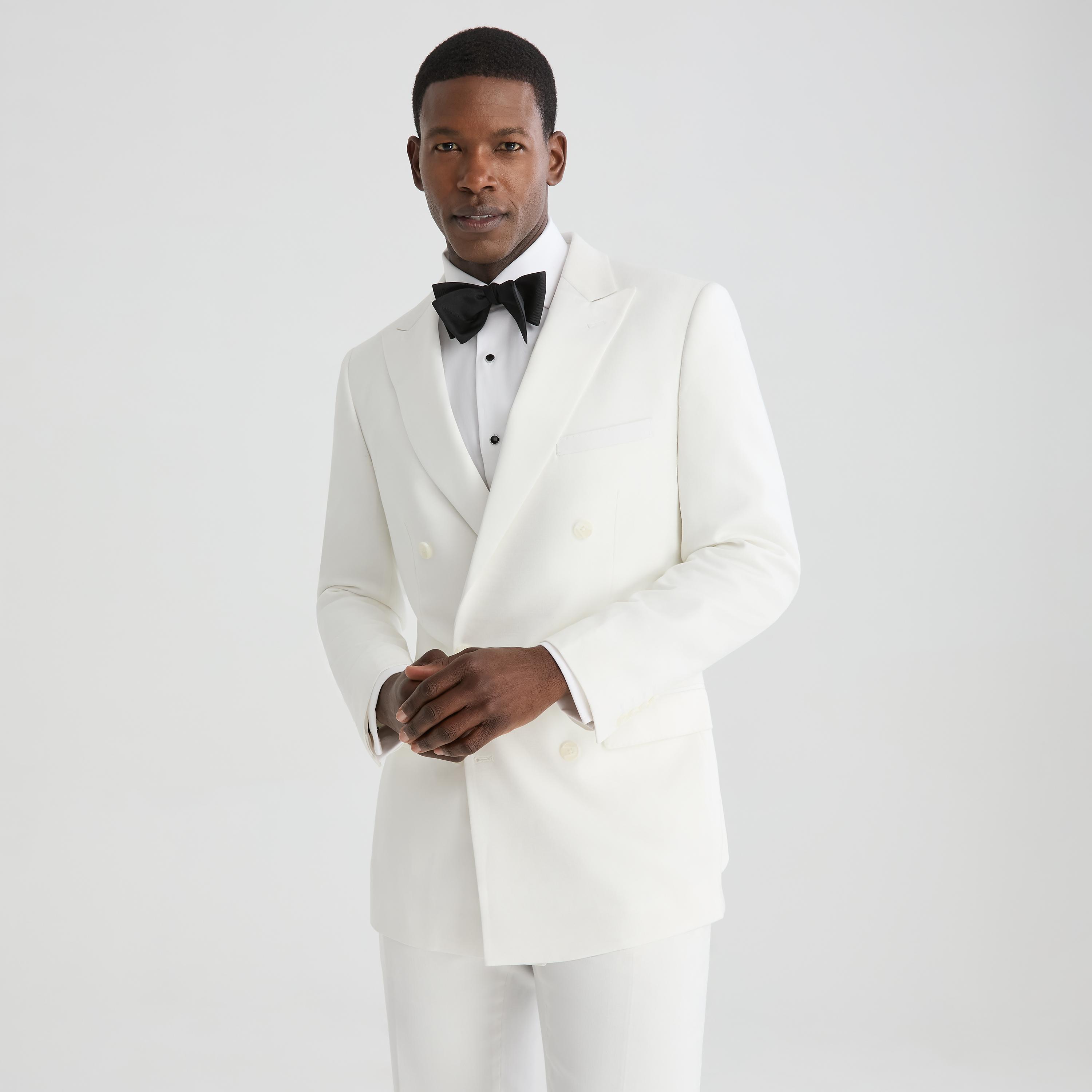 Men's Ivory White Double Breasted Tuxedo Jacket