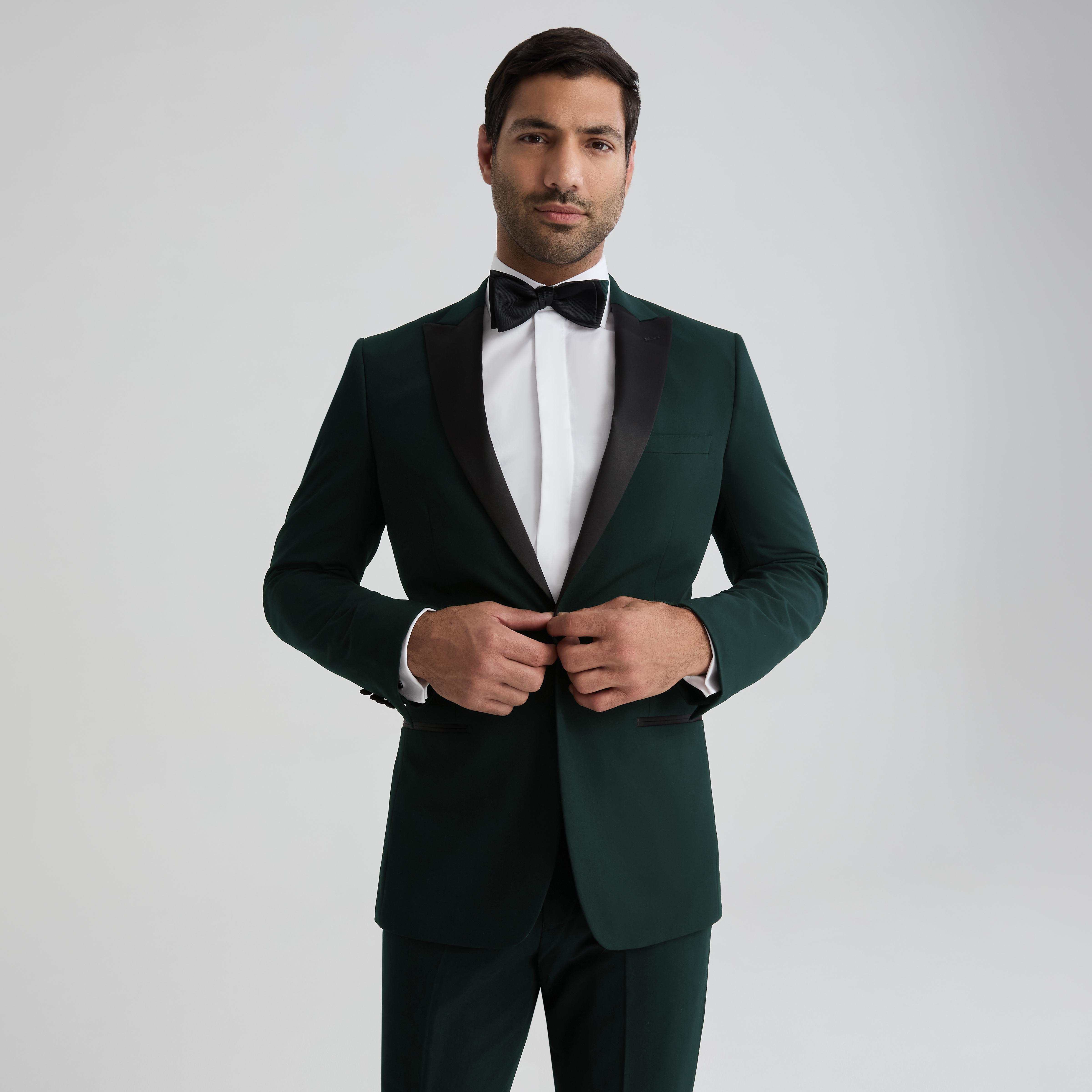 Men's Dark Green Peak Lapel Tuxedo Jacket
