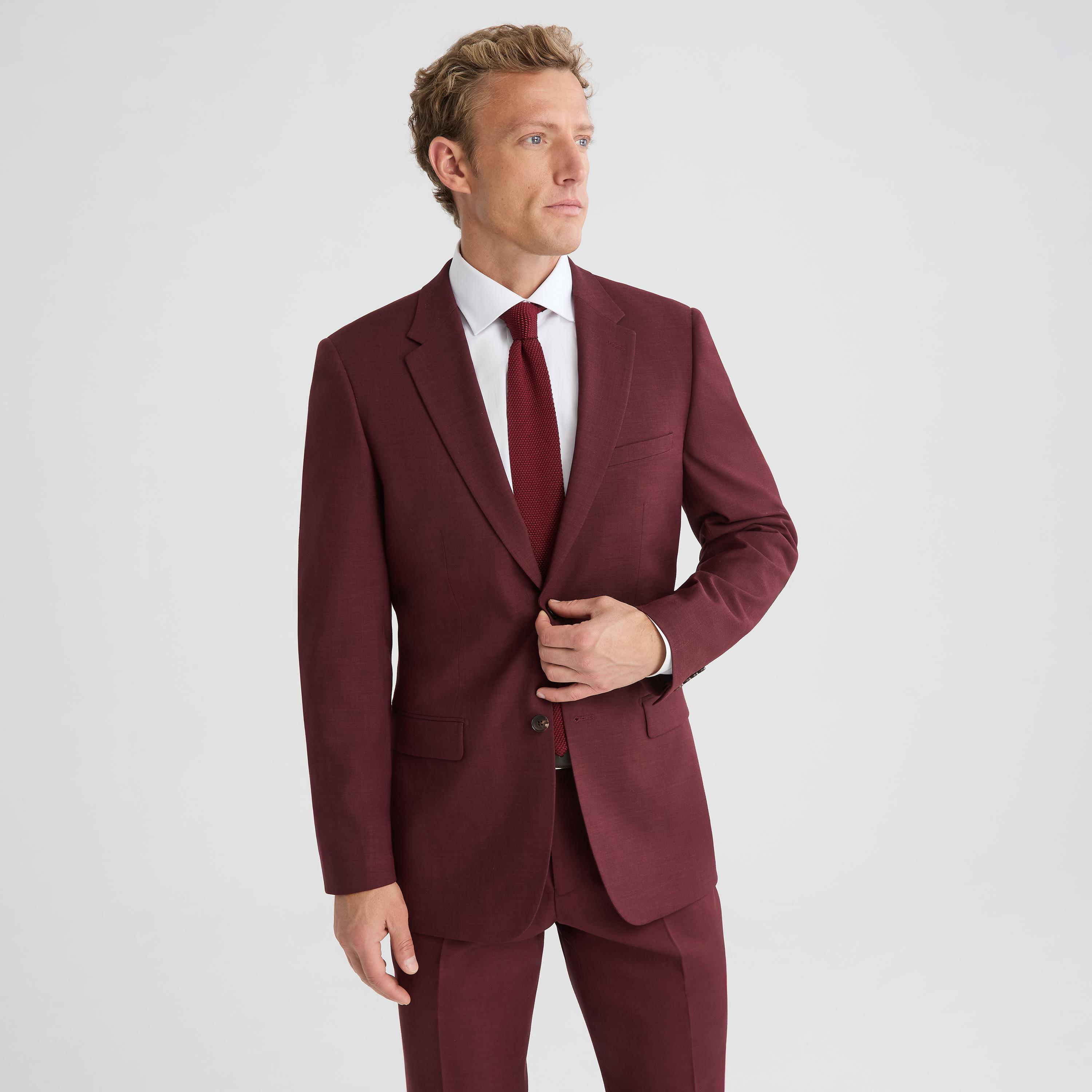 Men's Cabernet Linen-Look Suit