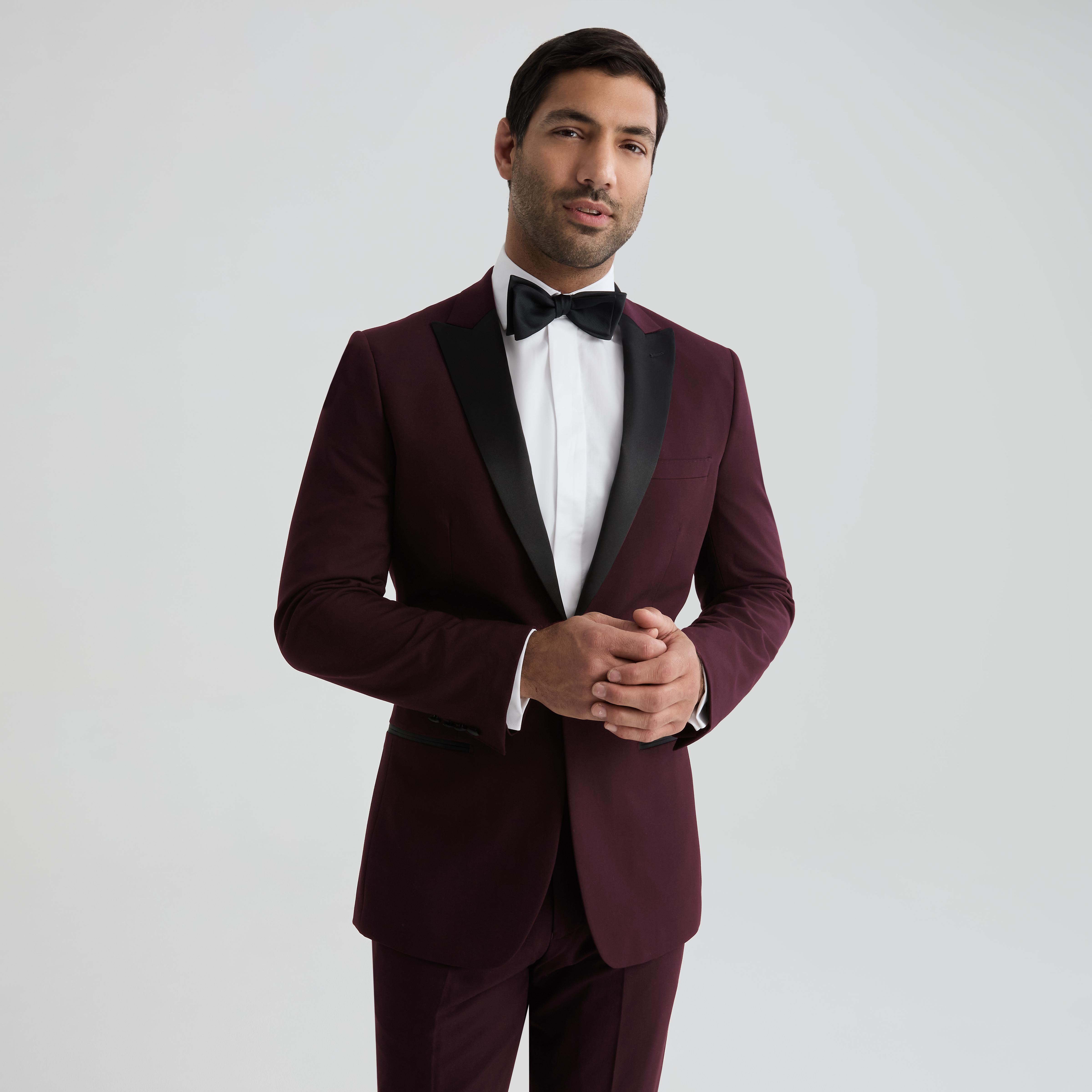 Men's Burgundy Peak Lapel Tuxedo Jacket