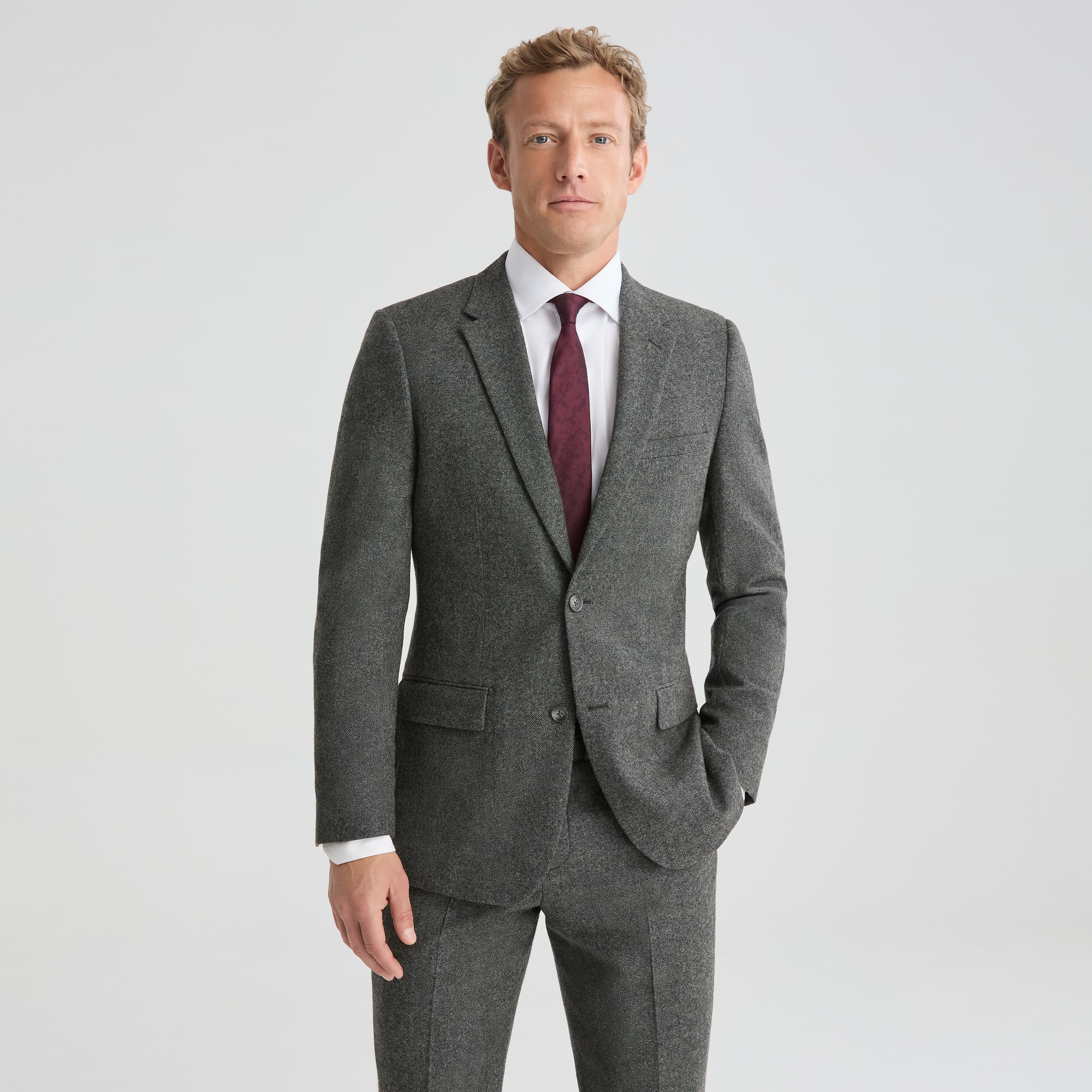 Men's Charocal Gray Tweed Suit