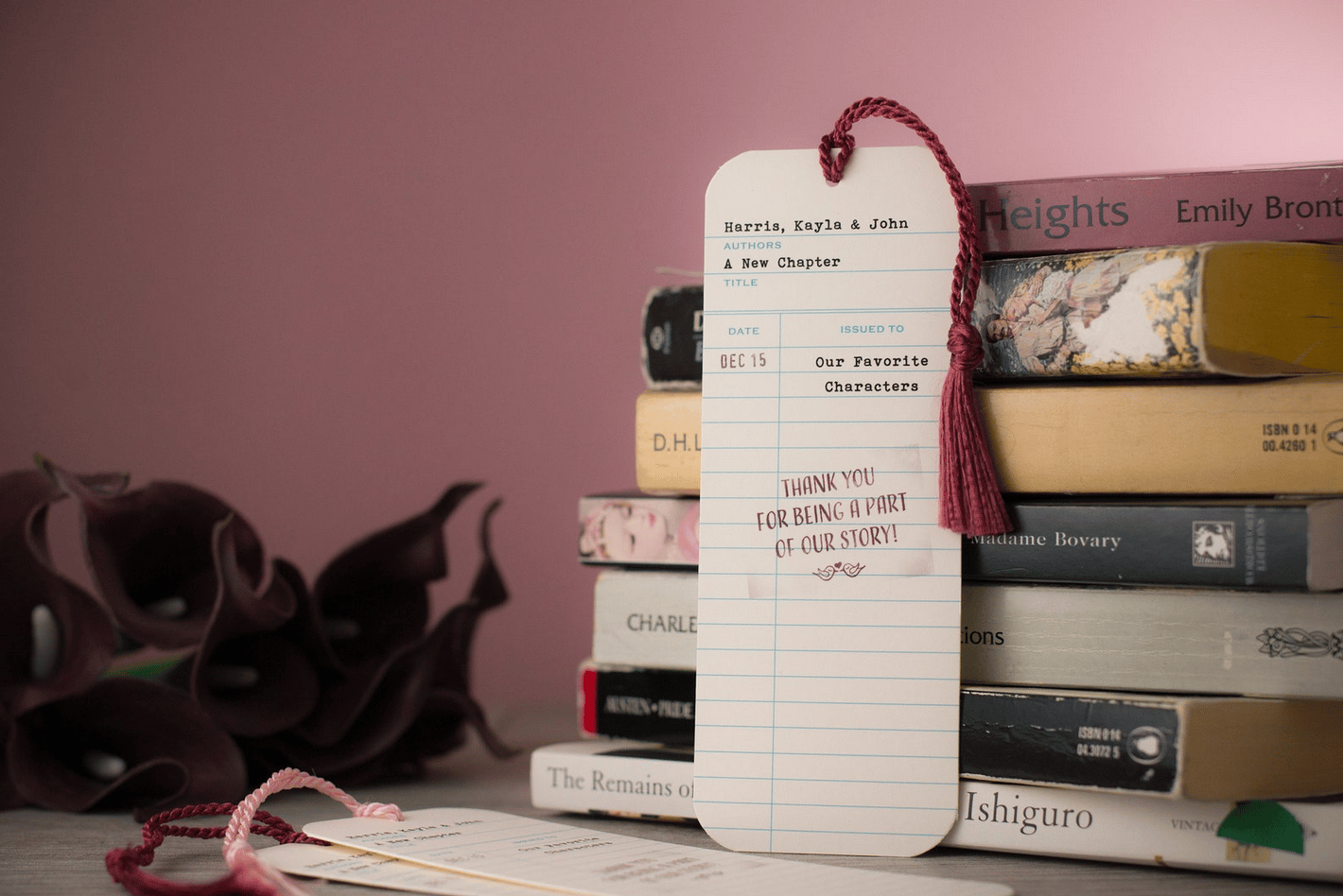 Library Check-Out Card Wedding Bookmark Favors