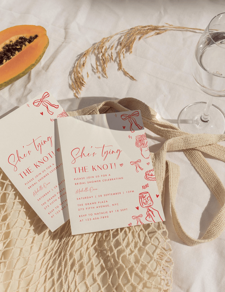 Editable She's Tying the Knot Bridal Shower Invitation Template