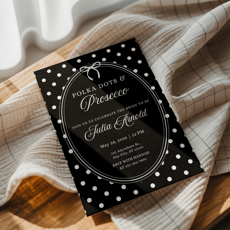 Polka Dots & Prosecco Bridal Shower Invitation
