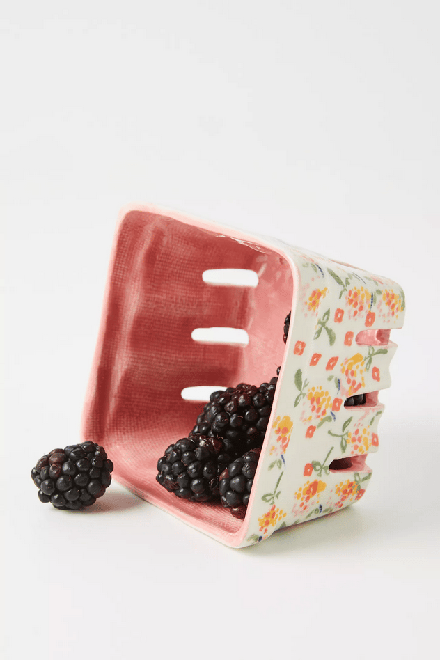 Floral Ceramic Berry Basket