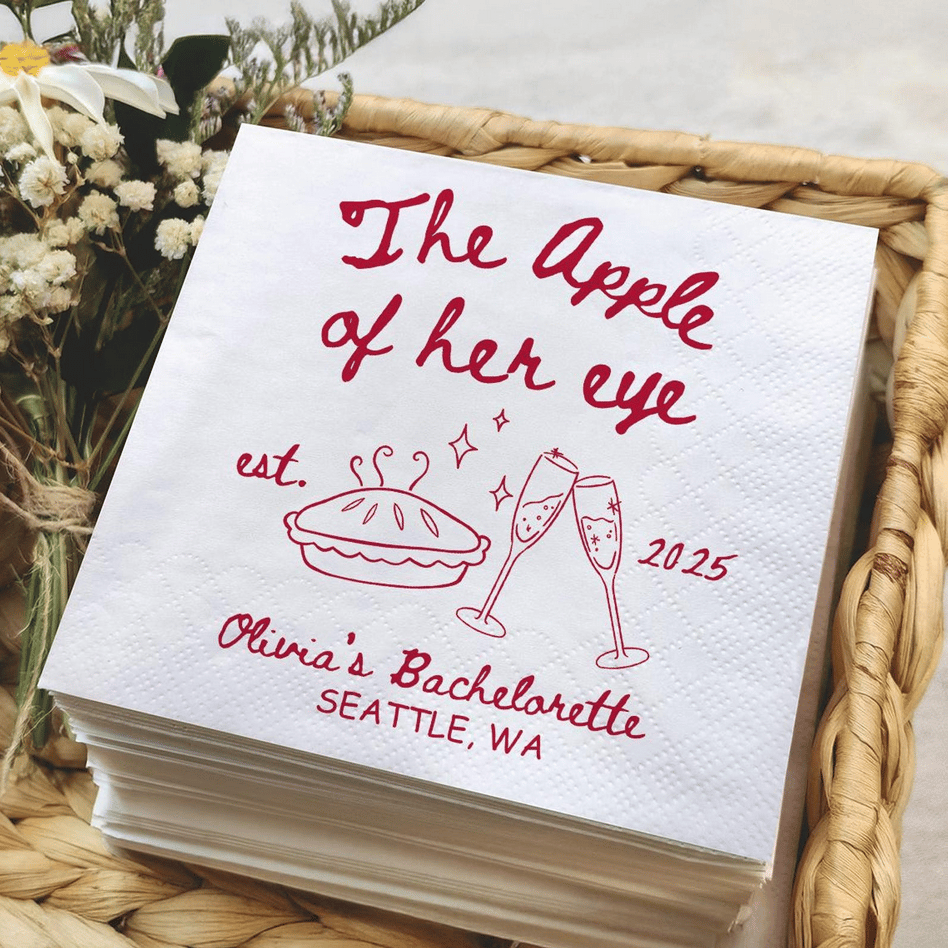 Personalized Apple Bachelorette Napkins