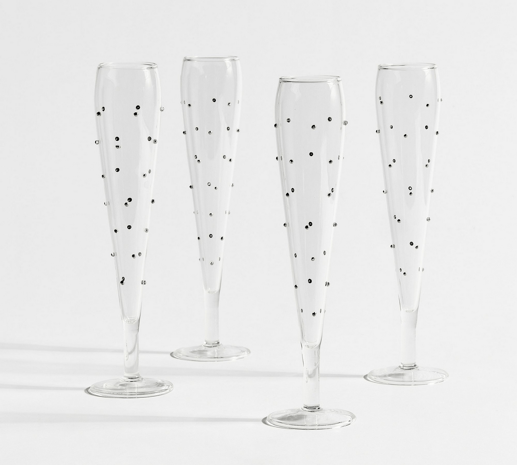 Confetti Celebration Flutes, Set of 4