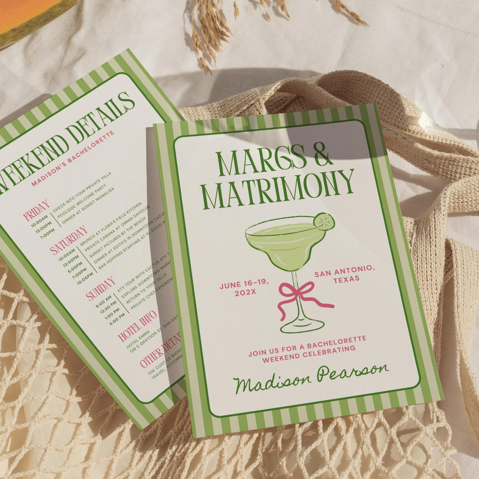 Margs and Matrimony Bachelorette Itinerary Template