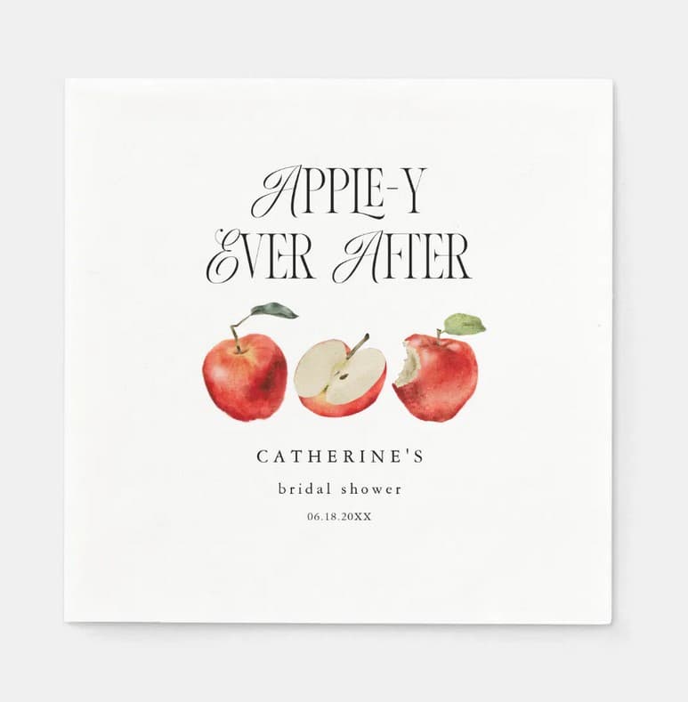 Apple-Y Ever After Elegant Bridal Shower Napkins