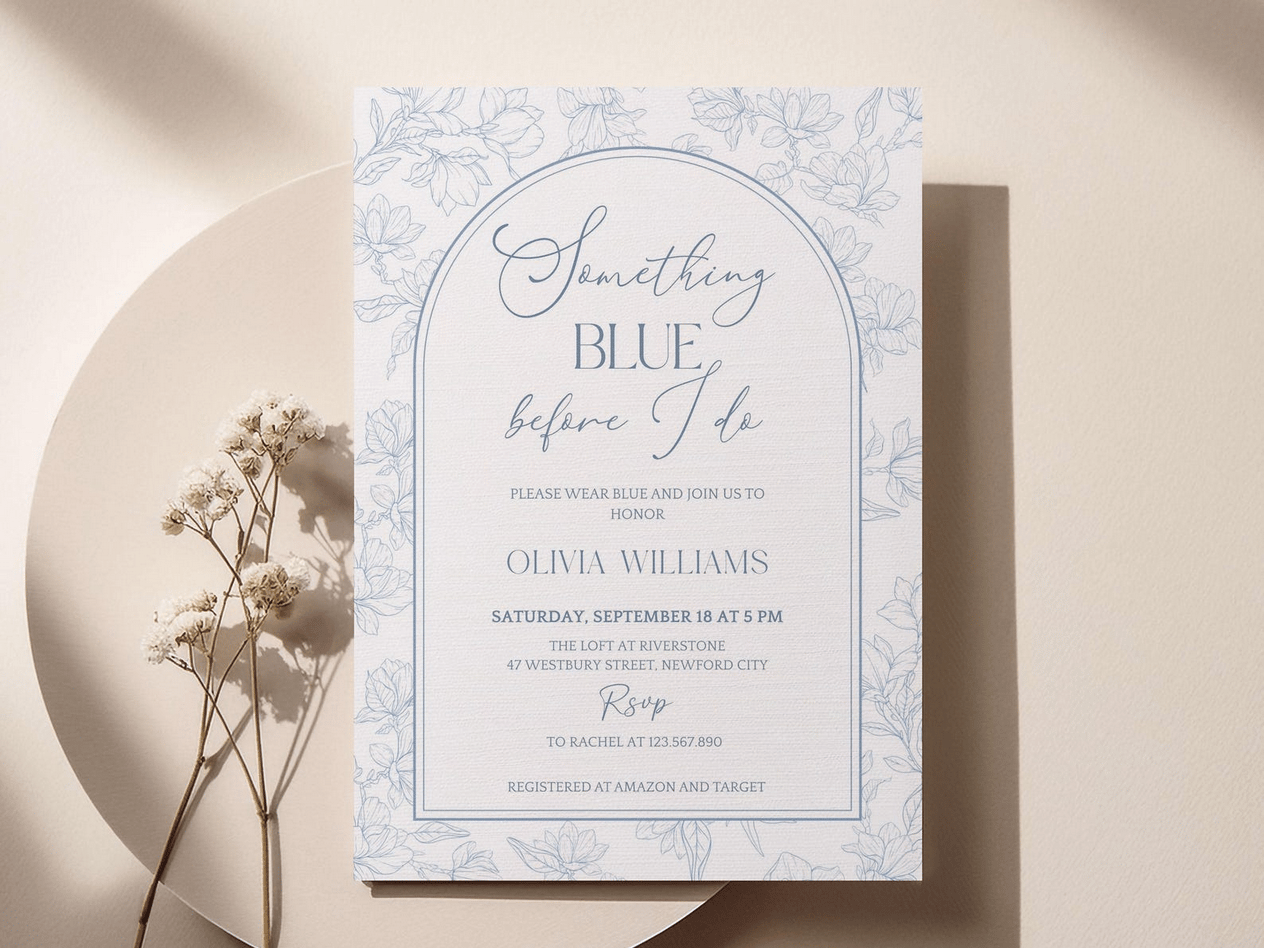 Something Blue Before I Do Bridal Shower Invitation Editable