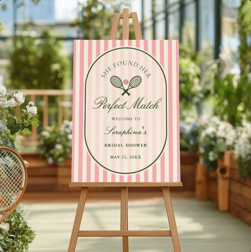 Perfect Match Tennis Bridal Shower Welcome Sign