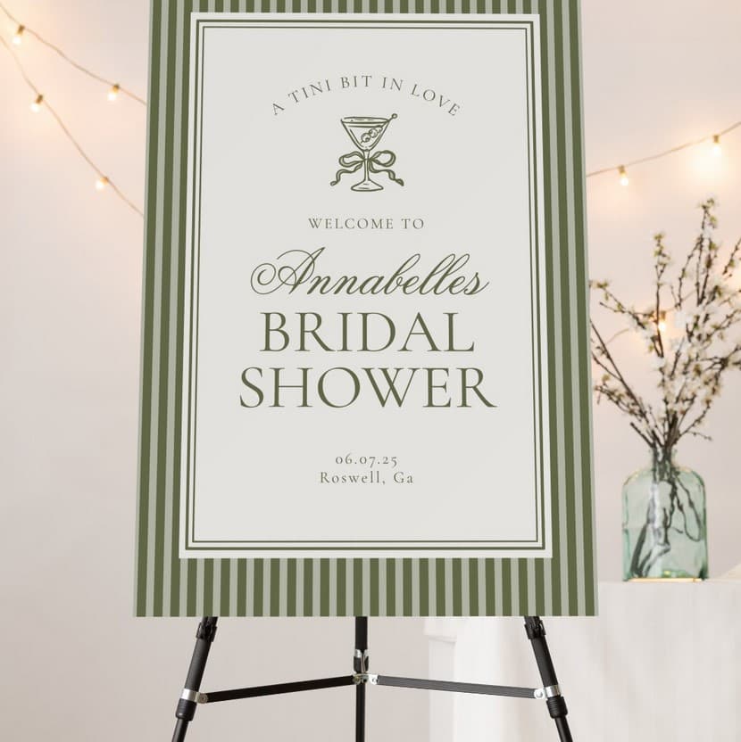 Olive Martini Tini Bit In Love Bridal Welcome Foam Board