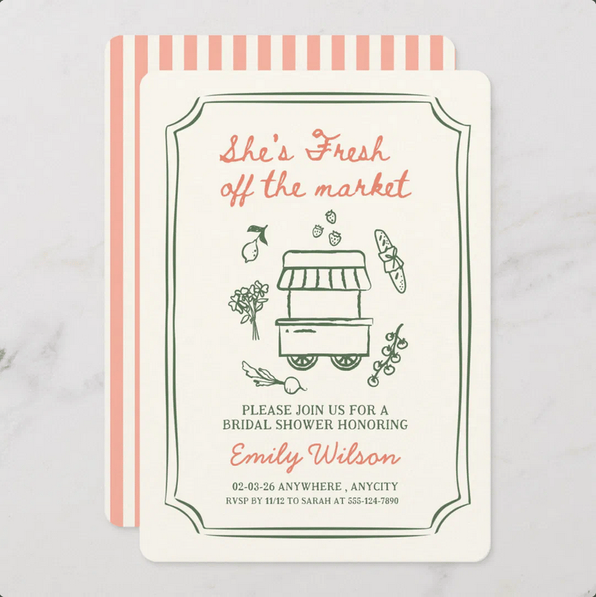 Fresh Off The Market Bridal Shower Invitation