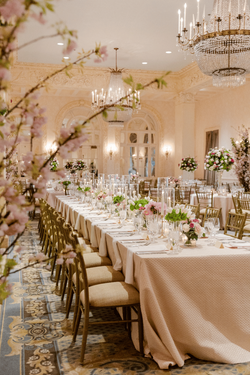 Blush, Gold, and Cherry Blossoms for a Timeless Estate Affair