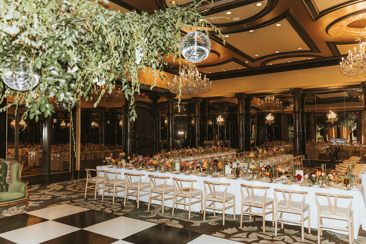 Whimsical Elegance Beneath Disco Glow and Desert Skies