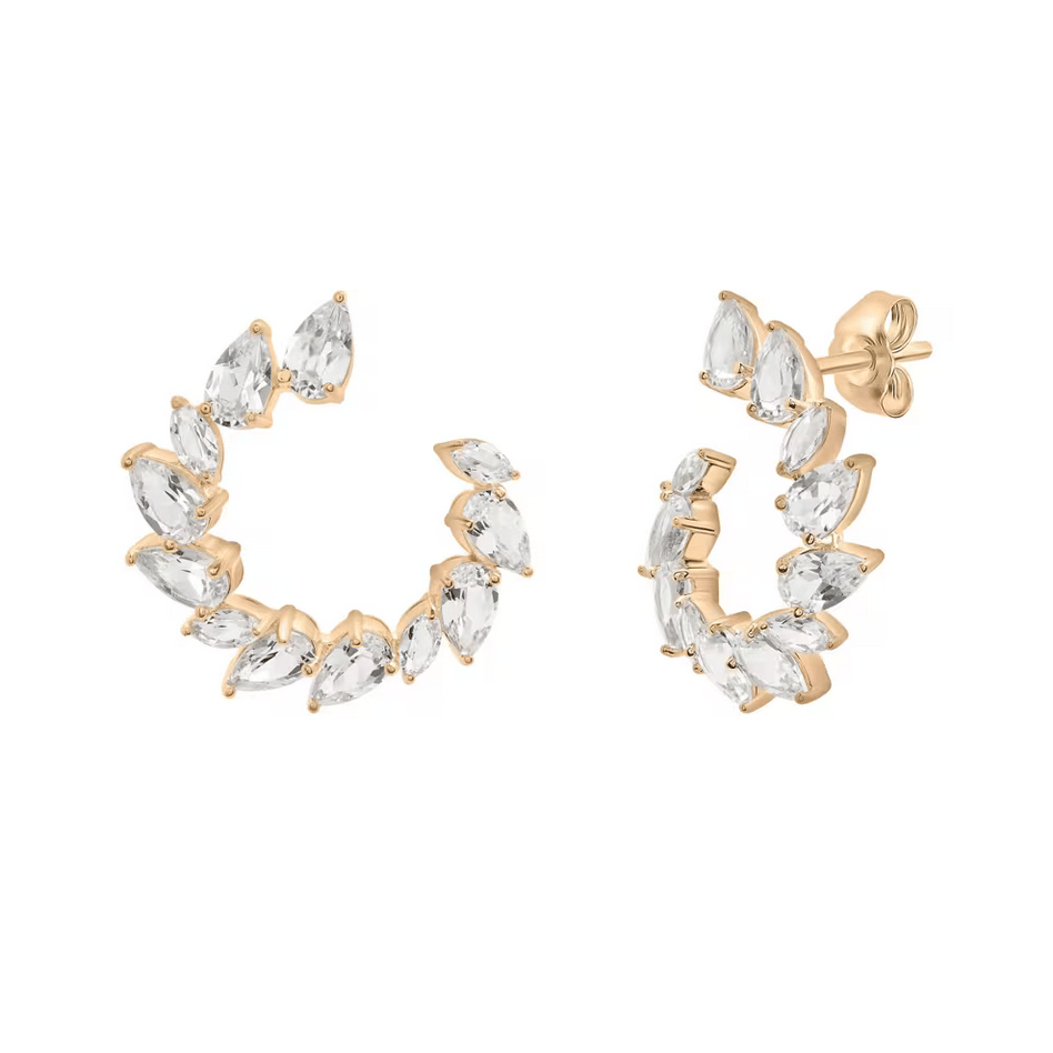 Lab-Created White Sapphire Wrap Hoops in Vermeil