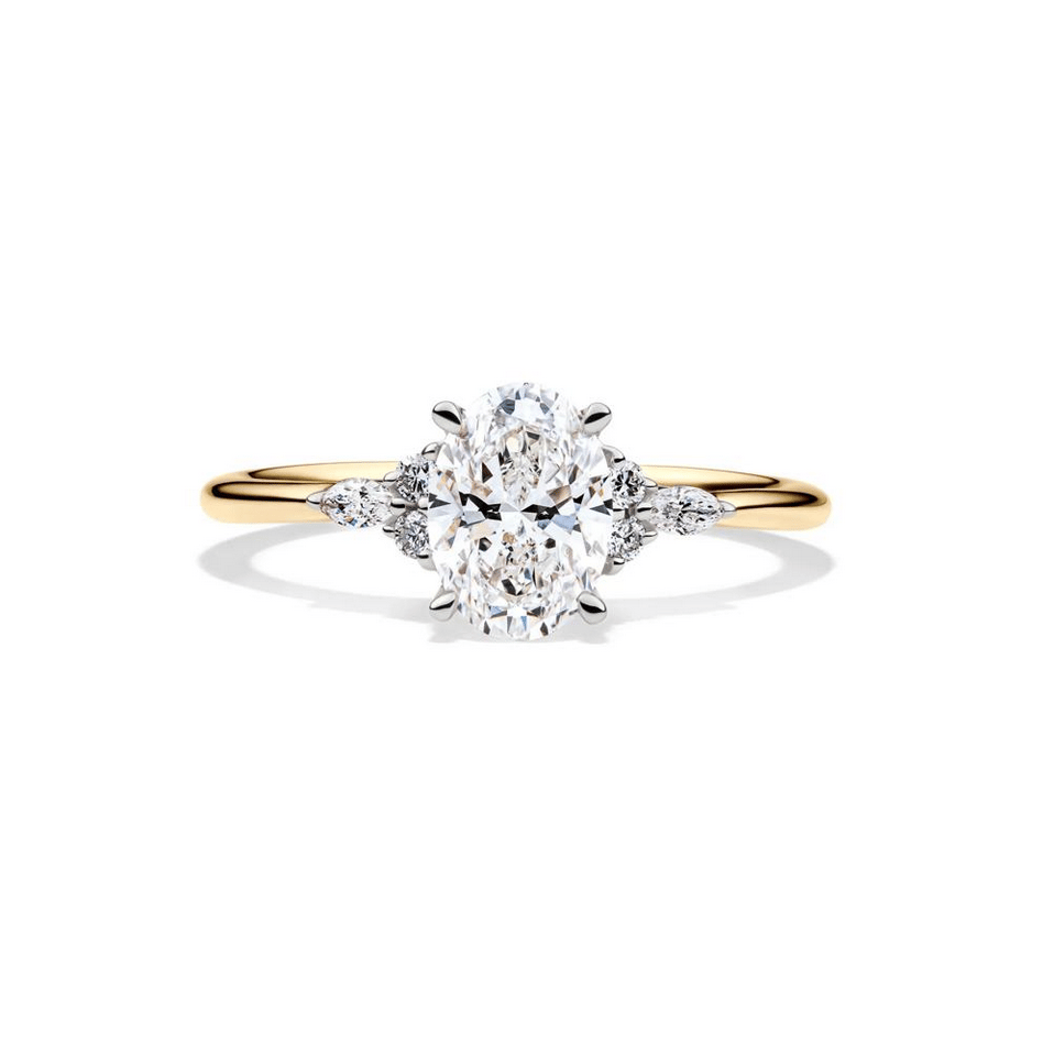 Lab Grown Diamond Oval Engagement Ring in 14K Yellow and White Gold (1 ct. tw.)