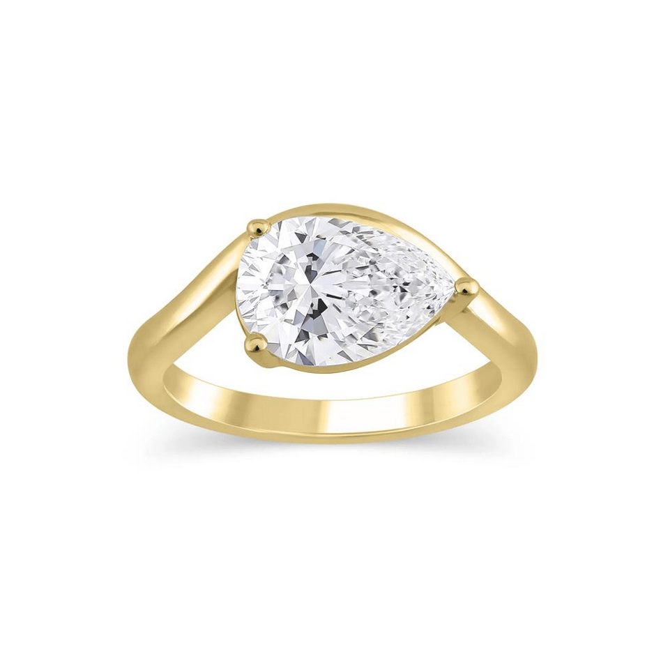 Lab Grown Diamond Pear-Shaped East-West Engagement Ring in 18K Yellow Gold (2 ct. tw.)