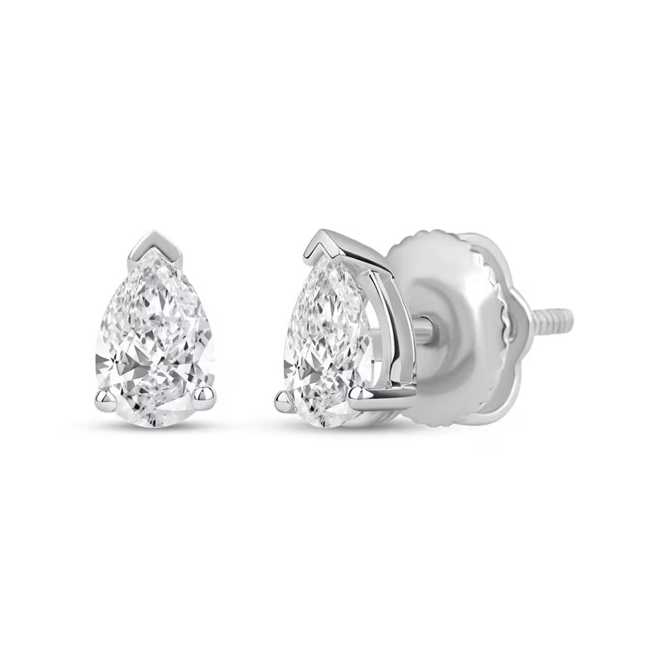 Lab Grown Diamond Pear-Shaped Solitaire Stud Earrings in 14K White Gold (2 ct. tw.)