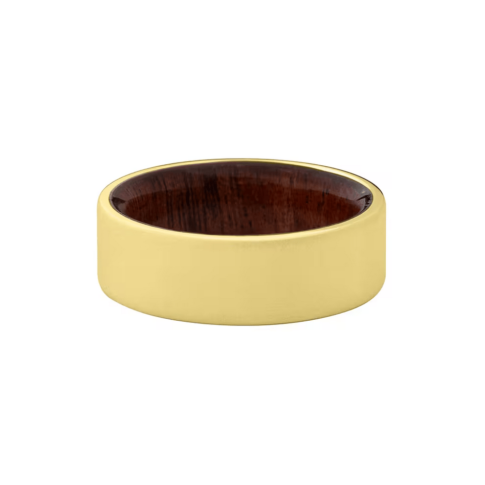Lashbrook Men’s 14K Yellow Gold & Sapele Wood Wedding Band, 8MM