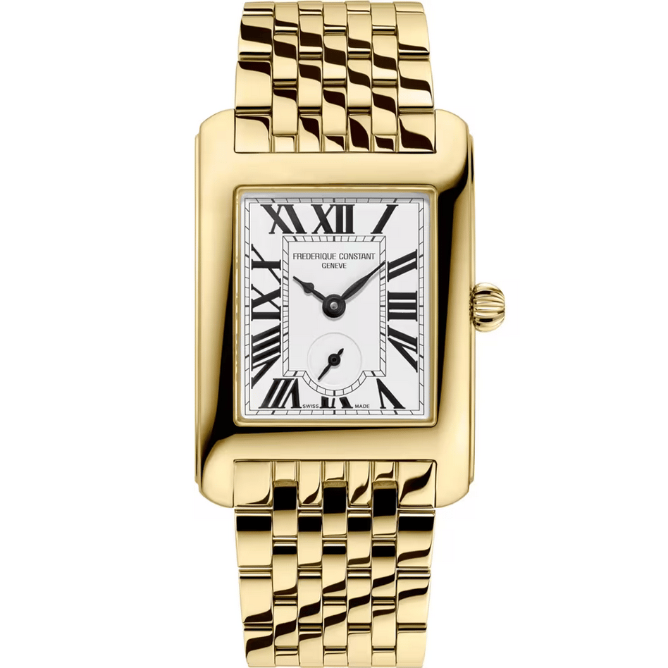 Ladies' Classics Carrée Watch With a White Dial and Gold-Toned Stainless Steel Bracelet