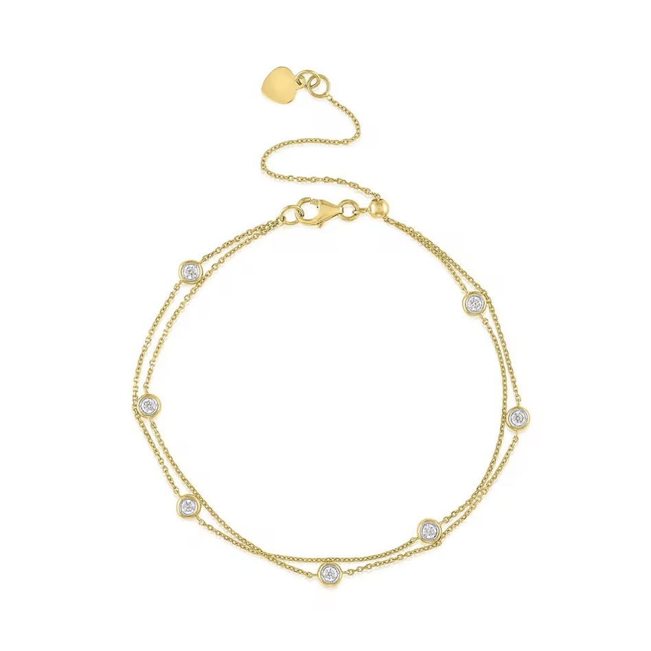 Diamond Bezel Two-Row Bracelet in 10K Yellow Gold (1/4 ct. tw.)