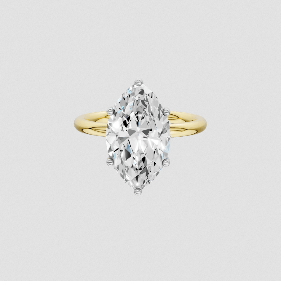 Lab Grown Diamond Marquise Solitaire Engagement Ring in 14K Yellow and White Gold (4 ct. tw.)