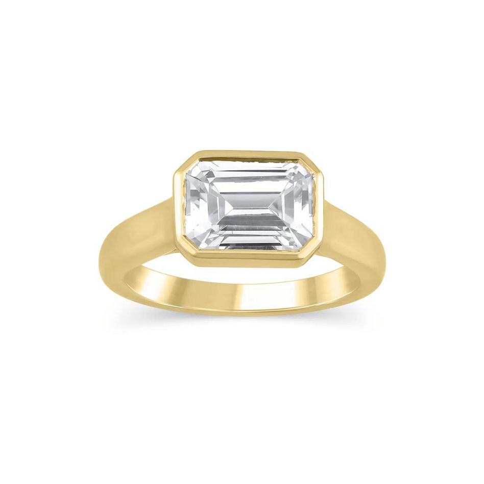 Lab Grown Diamond East-West Emerald-Cut Engagement Ring in 18K Yellow Gold (3 ct. tw.)