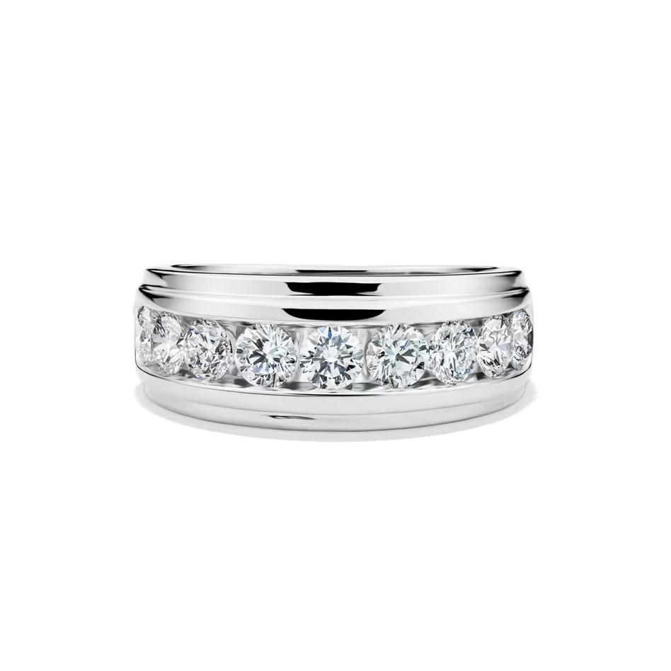 Men's Lab Grown Diamond Wedding Band in 10K White Gold (2 ct. tw.)