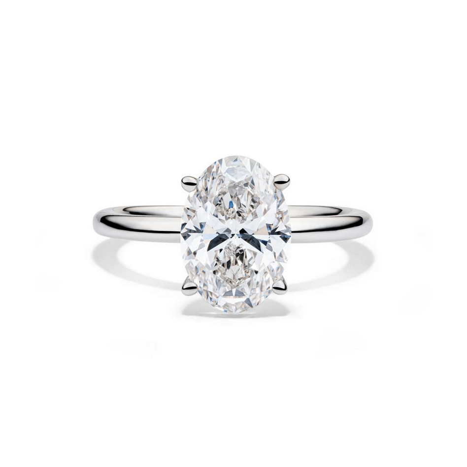 Lab Grown Diamond Oval Solitaire Engagement Ring in 14K White Gold (3 ct.)