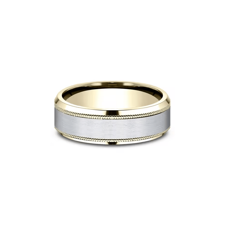 Lashbrook Men's Wedding Band with Satin Finish in 10K White & Yellow Gold, 7MM