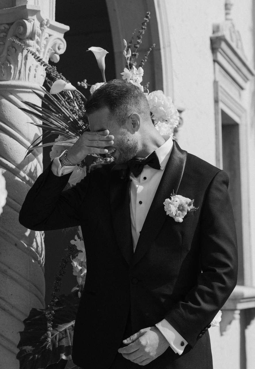 after seeing his bride walk down the aisle
