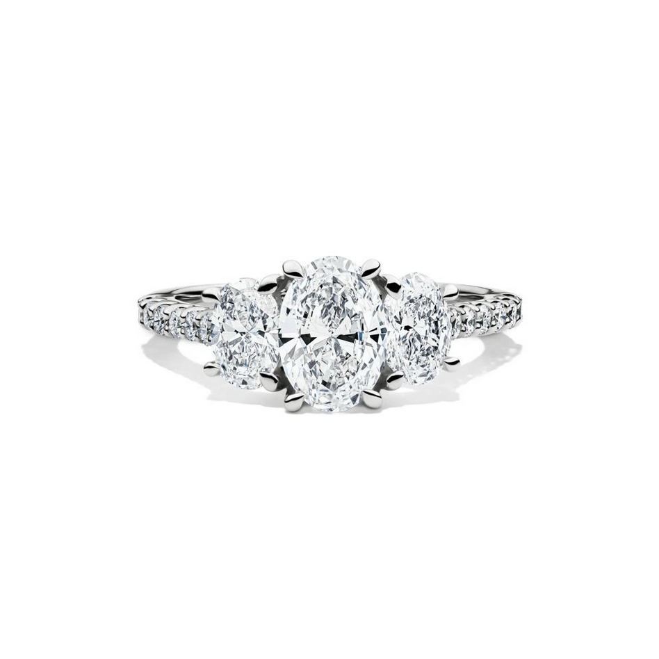 Lab Grown Diamond Three Stone Oval Engagement Ring in 14K White Gold (2 ct. tw.)